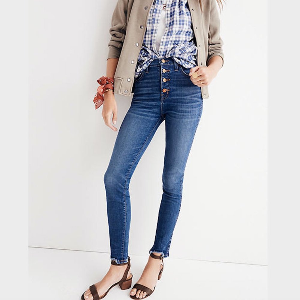 Madewell Button Fly Chewed Hem Skinny Jeans